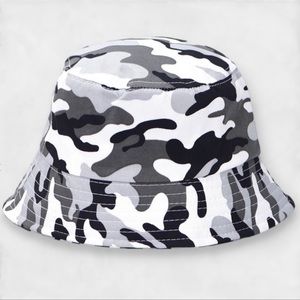 New Gray and White Camo Print Bucket Hat